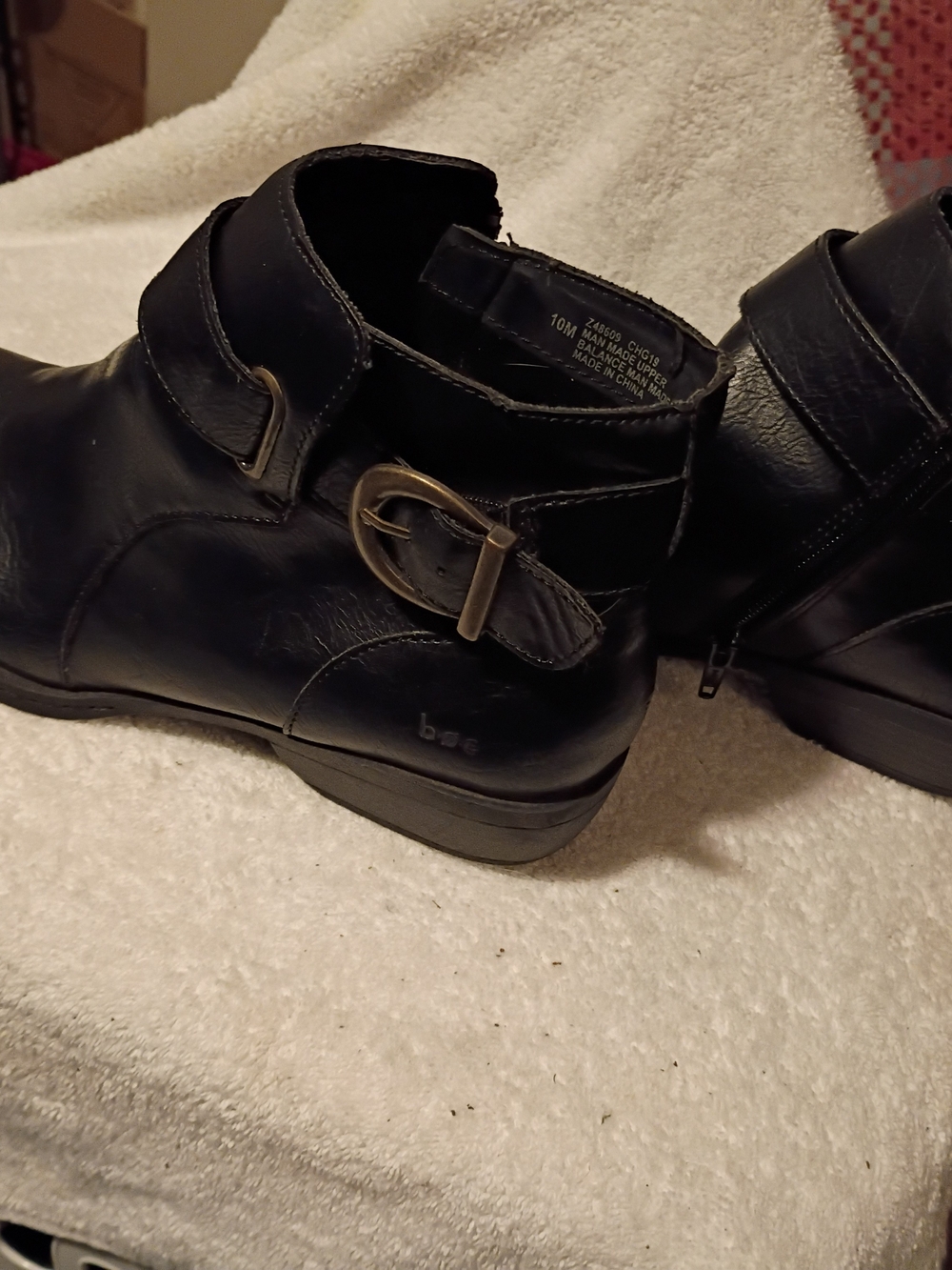 boc Black Leather Ankle Boots with Buckle